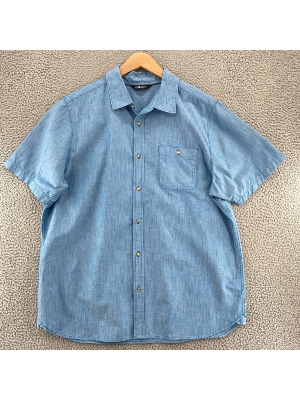The North Face Shirt Mens Extra Large Blue Short Sleeve Button Up Collar Casual